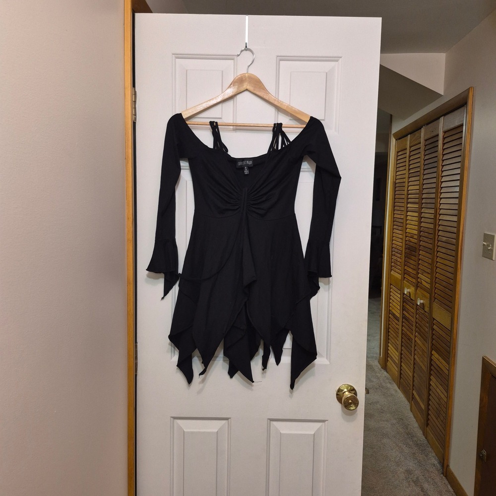 Current Mood Off Shoulder Top Handkerchief Hem Fairy Goth Halloween Festival